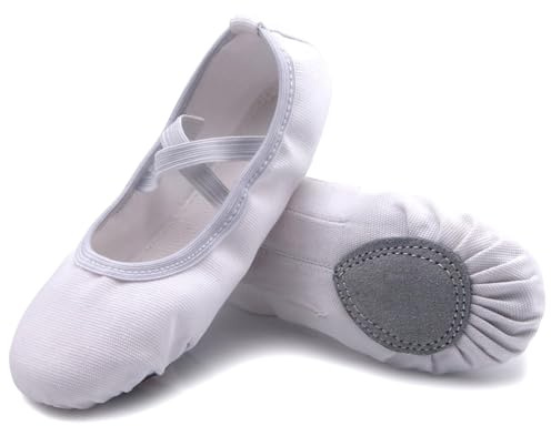 Uniuni Zapatillas Ballet Niña y Mujer Transpirable Canvas Ballet Zapatos con Suela de Cuero Dividido para Niños Adulto