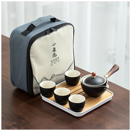 WIWIDANG 360 Rotation Tea Maker, 2023 New 360° Rotation Tea Maker and Infuser, Ceramic Portable Travel Tea Set, Portable Magic Teapot Maker with Side Handle (teapot Set A)