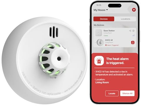 X-Sense Smart Heat Alarm XH02-M with 10-Year Sealed Battery, SBS50 Base Station Required, Model XH02-M, 1-Pack