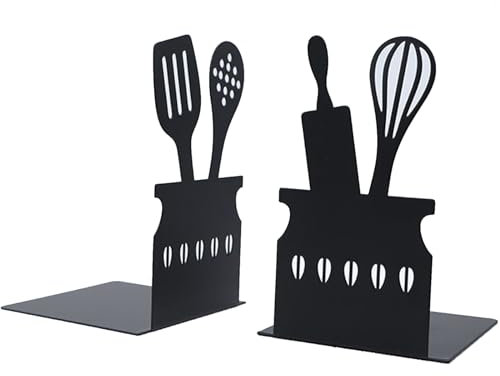 2 Stück Buchstütze Küche, Buchstützen Metall Schwarz Buchständer 15 x 10 x 10 cm Hohle L-förmige Buchstützen Leseständer Buchstützen Buchhalter Desktop für Küche und Büro als Kochbuchhalter