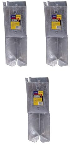 3 x Fence Post Holder 75mm posts Support Concrete In Shoe Anchor Clamp Grip Galvanised for 75mm x 75mm posts (3) Eliza Tinsley Swiftpost, Pack of 3