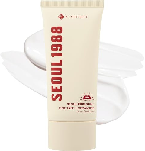 KSECRET Seoul 1988 Sun Crème Solaire Visage SPF 50 avec Extrait de Pin et Céramides - Haute Protection UV, Hydratante, Non Grasse, 50ml (50)
