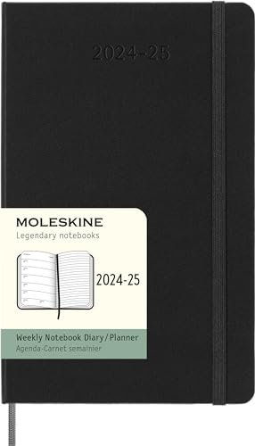 Moleskine Weekly Planner 2024-2025, Agenda Settimanale 18 Mesi 2025 Con Spazio Per Note, Con Copertina Rigida e Chiusura Elastica, Formato Large 13 x 21 cm, Colore Nero