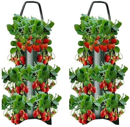 Borsa per la Coltivazione di Fragole 2 Pezzi - Fioriera Traspirante Sospesa per Ortaggi, Erbe e Fiori