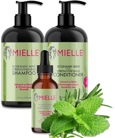 P-Beauty - Set di 3 oli di rosmarino, shampoo e balsamo con biotina, per la cura dei capelli, per la cura del cuoio capelluto, shampoo, balsamo e olio per capelli contro la perdita dei capelli,