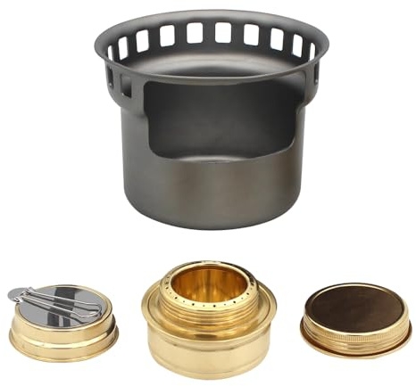 Alcohol Stove, Portable Lightweight Brass Spirit Burner with Stove Cover Mini Aluminum Camping Stove for Outdoor Camping Hiking Backpacking