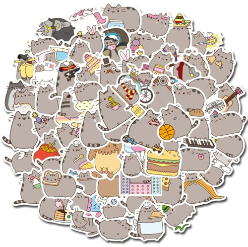 LGWJHCY P-usheen Pegatinas, Lindo de Gato Pegatinas 100pcs Cartoon Graffiti Impermeables Calcomanías para Laptop, Botellas de Agua, Equipaje, Guitarra, Monopatín