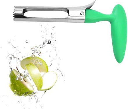 Descorazonador de Manzanas,Resistente Utensilio Descarnador de Frutas - Hoja de Acero Inoxidable con Empuñadura Cómoda - Multifuncional Perfecto para Eliminar Torsos Manzanas y Otras Frutas (Verde)