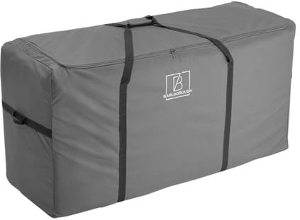 Barlborough Garden Cushion Protective Storage Bag Cover | Medium 120 x 50 x 68cm | Waterproof Resistant with Zips for Outdoor Furniture Sofa Cushions Grey