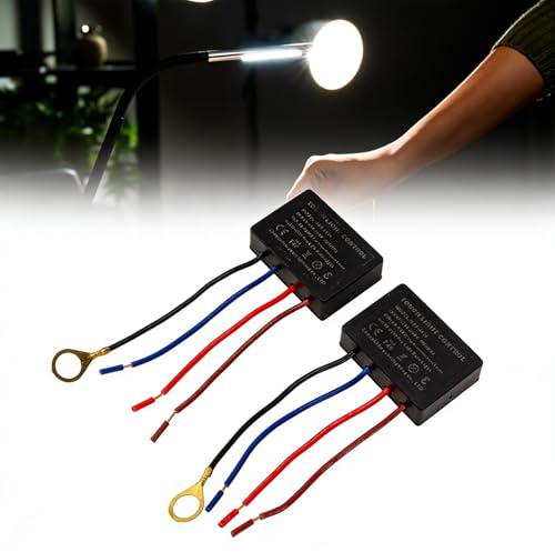 lvifloae Touch lampa switch 2-pack, KSY 413A 3-vägs touch-sensor dimmer glödlampa 20–100 W LED-lampa 3 W 25 W touch-lampkontrollmodul för ersättning skrivti 110–230 V