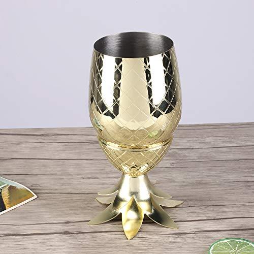Tasse Shaker à Cocktail en Acier Inoxydable à l'ananas - Verre à Cocktail Moléculaire du Mixologue - Tasse à Boisson en Métal à l'ananas doré pour Secouer et Servir