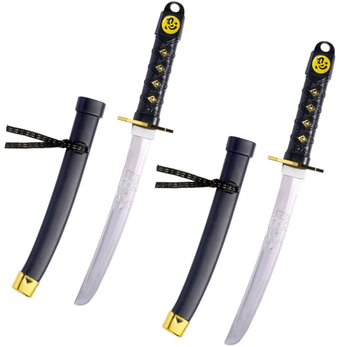 Spada da samurai in plastica con fodero, spade ninja, Katana, giocattolo per Halloween, accessori per costumi per ragazzi, lunghezza 41,5 cm, colore nero