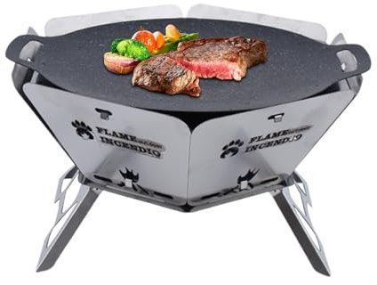 Lagerfeuer-Pit-Grill, Camping-Lagerfeuer-Grill - Sechseckiger Lagerfeuer-Holzofen - Robuster Feuerstellengrill, Grill, Lagerfeuer-Holzofen zum Kochen im Freien, Lagerfeuer, Terrasse, Hinterhof