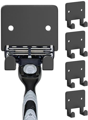 Soporte de afeitar de ducha para la pared, soporte de afeitar para la pared de la ducha | Soporte de afeitar de metal de servicio pesado | 5x ganchos multifunción para el paraguas de baño de lavadora