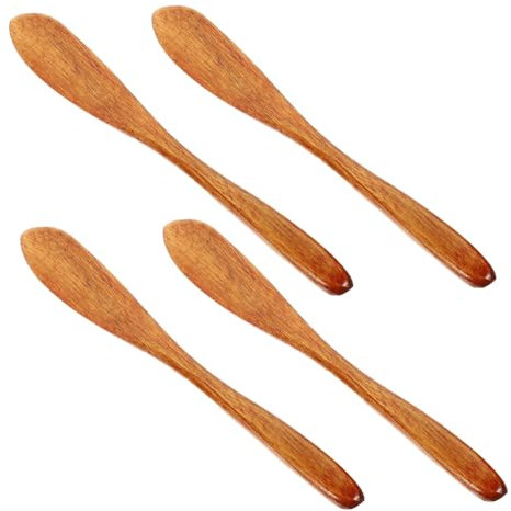 VICASKY Butterstreicher Holz Handgefertigt Butter Spatel Für Küche Marmeladenverteiler Mit Komfortgriff 4 Stück Für Butter Senf Mayonnaise Klassisches Design