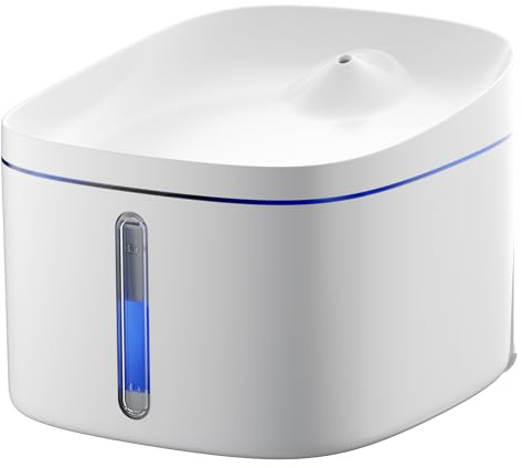 DOGNESS D01B Pet Water Fountain, 2.2L Healthy and Hygienic Drinking Fountain Super Quiet Flower Automatic Electric Water Bowl for Dogs, Cats, Birds (White)