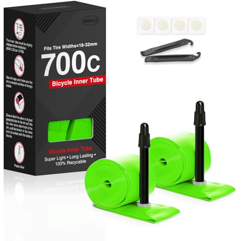 Hycline 2er-Pack TPU Fahrrad Schlauche: 700x18-32C (28 Zoll) Rennrad Unisex Ultraleichter Schlauch Presta-Ventil 45mm/65mm/85mm with 2 Reifenheber