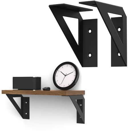 SPOROOT Supports d'Étagère 10 cm - Lot de 4 en Équerre Étagère Murale Noire 30 kg Max - Angle Droit Isocèle pour Intérieur/Extérieur