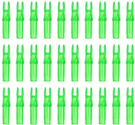 PATIKIL Encoches De Flèches De Tir À l'arc 6.2mm30 Pièces Encoches De Remplacement en Plastique pour Flèches pour Chasse Tir À l'arc Classique Et À PouliesVert Transparent