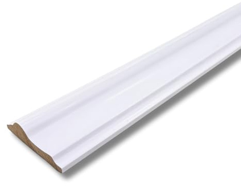 MDF Dado Schiene & Sockelleiste - 115 cm | MDF Sockelleiste | wasserdichte dekorative Wandleiste | keine Lackierung erforderlich | kratz- & feuchtigkeitsbeständig | Reinweiß