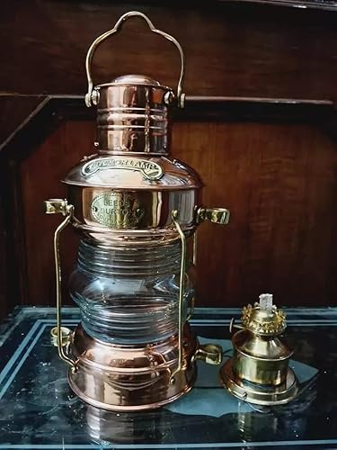 Maritime Schiffslaterne Bootslicht Lampe Kupfer & Messing Anker Öllampe 30,5 cm