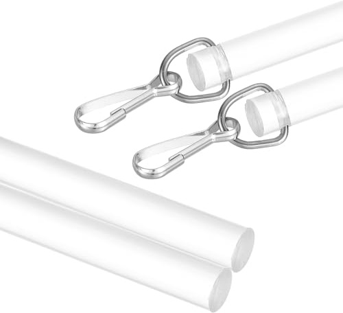 sourcing map 24 Acrylic Drapery Wand Curtain Pull Rod with Hook 2Pcs | Invisible Universal Tilt Wand Replacement Part,for High Hanging Curtain Opening-Closing,Clear