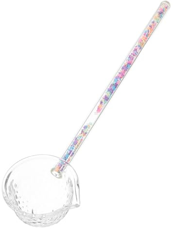 Healifty Multi Use Japanese Style Glass Tea Spoon Handheld Dessert Soup Spoon for Ice Tea Cocktail Mixing Elegant Colorful Borosilicate Design for Home Catering