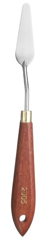 QUARKZMAN Couteaux à Peinture Outil De Peinture 2.2 x 0.71 Lame En Acier Inoxydable En Forme De larme 7.87 Longueur Spatule Couteaux à Peinture Avec Trou Manche En Hêtre, Rouge/Argent