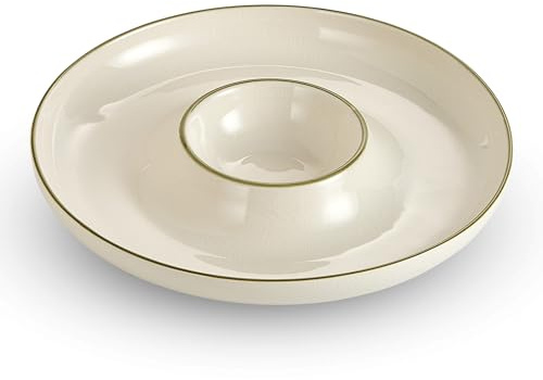 Swuut Keramik Chip & Dip Tray Set: Große 11,5 Servierteller für Chips & Salsa, Gemüse & Dip, Obst, Snacks, Vorspeisen Schale, Unterhaltung und Partys