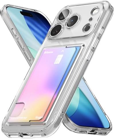 Ringke Fusion Card für iPhone 17 Pro Hülle, [Eingebauter Kartenhalter] Minimale Vergilbung Transparente Kratzfeste Handyhülle mit Dünn Integriertem Kartenfach - Clear