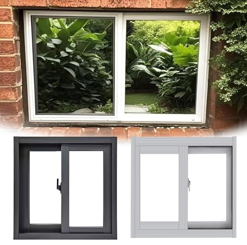 Replacement Basement Window Black/White Windows for Houses, 30 29 28 27 26 25 24 23 22 21 20 Inch Lockable Shed Windows for Bathroom Shed Chicken Coop Rv Garage(Black,28x18)