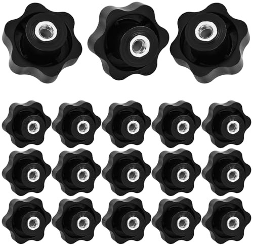 18 Pièces Ecrou à Poignée en Étoile M8, Bouton de Serrage M8, Vis Papillon Diamètre 48 mm Ecrou, Plastique Noir en Forme D'étoile Tête, pour Machines, Meubles, Appareils De Fitne, Machines-Outils