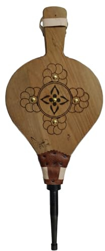 Fuelle de Madera Decorada y Cuero 495mm. Ideal para encender y avivar Fuego.