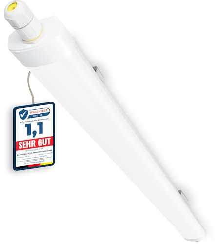 GeyouLux Fluorescente LED 120cm Plafon, 40W 5040lm 5000K IP65 Estanca Tubo, Sin Parpadeos Pantalla LED, Con Cable de Puesta a Tierra y Conexión en Serie, 192 LEDs para Taller Garaje Cocina, Blanco