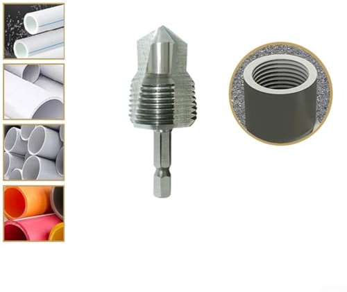 Zilimontt Punta per trapano filettata a tre lame 3 in 1 per tubi PPR, 20 mm e 25 mm, strumento per maschiatura, foratura ed espansione, compatibile con tubi dell'acqua esagonali a 4 e 6 punti (25 mm)