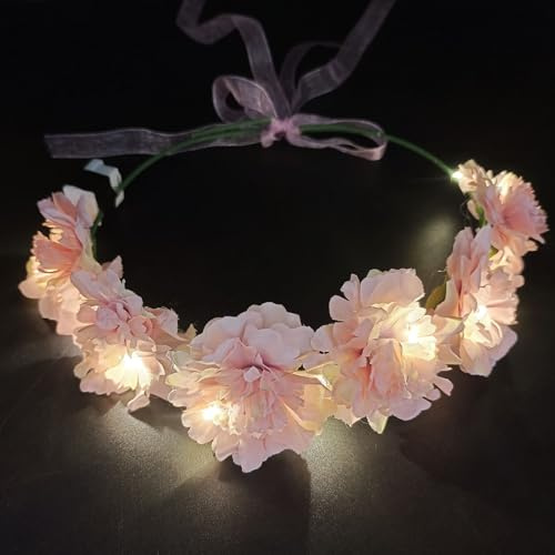AWSOLAR 5 Stück Blumenkranz Haare LED, Künstliche Rattanblume LED Haarreif Party Accessoires Karneval Party Hochzeit Dekor Blumenkranz Kopfschmuck