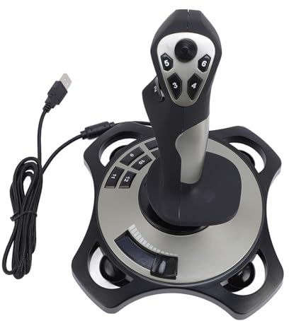 Bewinner Flight Stick Contrôleur de Joystick de Simulateur de Vol Filaire USB avec Vibration et Accélérateur, 12 Boutons Programmables pour 7 8 10 11, Connexion Facile pour Ace Air Force