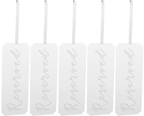 DOITOOL 5 Cartelli Trasparenti in Acrilico per Matrimonio Riservato, Etichette Appese Riutilizzabili per Posti a Sedere, Segnaposto Eleganti per Eventi e Feste, Accessori per Sala