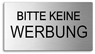 OFFORM DESIGN Bitte Keine Werbung Briefkastenschild aus Edelstahl 80x44 mm selbstklebend Edelstahlschilder-Kollektion Nr.29049