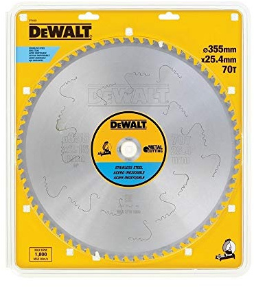 DeWalt DT1921-QZ - Hojas para Sierra Estacionarias 355 x25.4 x 70D para Acero inoxidable