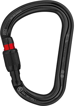 Petzl M36 a, SLN William, große Kapazität, asymmetrischer Aluminium-Karabiner, Schraubverschluss, schwarz, L, M36A SLN