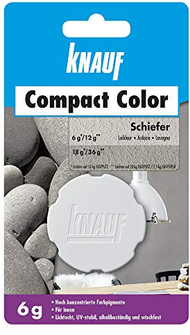 Knauf Compact Colors Farb-Pigmente – Pigment-Pulver zum Einfärben von Putz, nicht staubend, hoch konzentriert und wischfest, Schiefer, 6-g