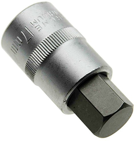 Alkan 17 mm 1/2 Antrieb Innensechskant Stecknuss 6-kant 55 mm | Cr-V/S2 Stahl, Innen-6-kant Steckschlüssel-Einsatz für Innensechskantschrauben, Länge 55 mm, Ratsche & Montage