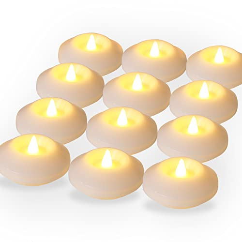 LARDUX ARDUX 12 PCS LED Floating Candles - 3 Inch Flameless Plastic Floating Tea Lights for Bathtub Swimming Pool Vase Centerpiece Decoration