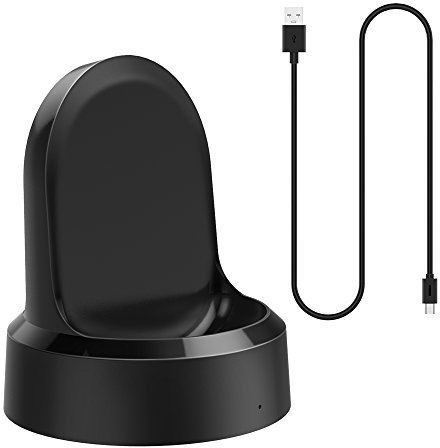 Simpeak Ladegerät Kompatibel mit Samsung Gear S3 Frontier/Classic/Gear S2/Gear Sport/Galaxy Watch, 2 in 1 Ladestation mit USB Ladekabel für SM-R770/SM-R760/R600N/R800/R805/R810 - Schwarz