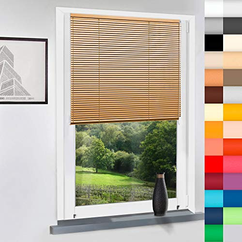 Aluminium Jalousie nach Maß, Endloskette, Kette, Monocomando, Maßanfertigung, für Fenster und Türen, Alu, Fenster, Klemmfix ohne Bohren (Hennarot, Höhe: 100cm x Breite: 45cm)