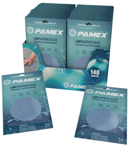 PAMEX Caja 140 Unidades DE PAÑO LIMPIACRISTALES TÉCNICO Profesional TAMAÑO 40X40CM