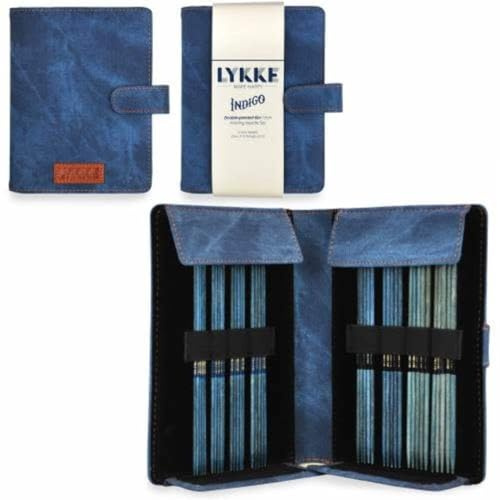 Lykke Geschenkset - 6 Nadelspiele mit 8 x 5 Nadeln von 2,0-3,75 (Indigo)