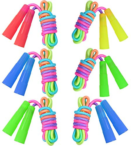Elcoho 6 Pack Rainbow Jump Rope Set Jumping Ropes Physical Education Skipping Rope