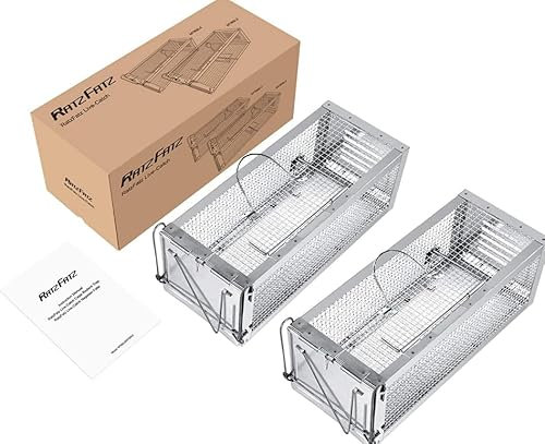 RatzFatz® 2X Lebendfalle Premium Mausefalle, Köder, Rattenfalle, Groß, XL, Profi, Garten & Haus, Tierfalle Set, ua Hasen & Hamster, Mehrfach, Lebend, Jagd, Käfig, Box, Aussen, Kastenfalle 2 Pcs